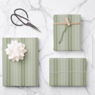 Classic Double Stripe Pattern in Sage Green  Sheets
