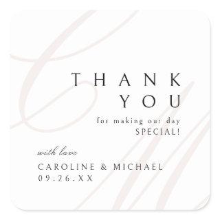 Classic Elegance Script monogram wedding favors Square Sticker