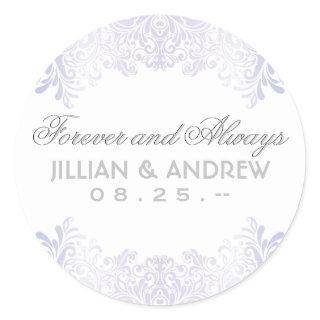 Classic Elegant Silver Monogram Favor Classic Round Sticker