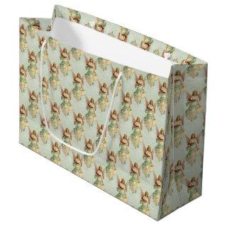 Classic Elegant Victorian Vintage Christmas Angels Large Gift Bag