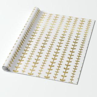 Classic Gold Botanical Leaf Pattern Wedding Wrappi