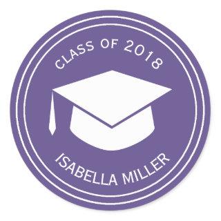 Classic Graduation Cap  Graduate Ultra violet Classic Round Sticker