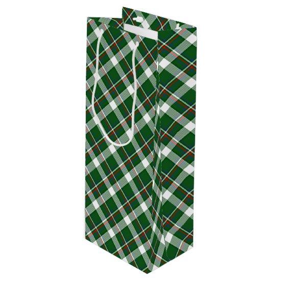 Classic Green Red Blue White Plaid Pattern Wine Gift Bag