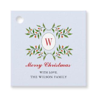 Classic Greenery & Citrus Monogram Christmas  Favo Favor Tags