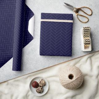 Classic Herringbone Dark Blue Pattern