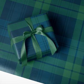 Classic holiday plaid bold navy green tartan