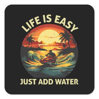Classic Jet Ski skier Square Sticker