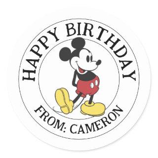 Classic Mickey Mouse | Happy Birthday Classic Round Sticker