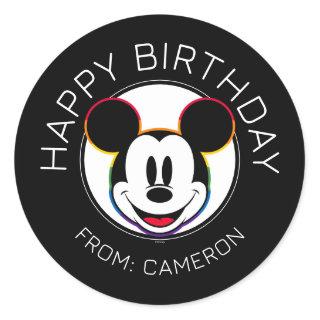 Classic Mickey Rainbow Head | Happy Birthday Classic Round Sticker