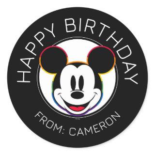 Classic Mickey Rainbow Head | Happy Birthday Classic Round Sticker