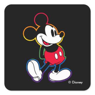 Classic Mickey Rainbow Outline Square Sticker