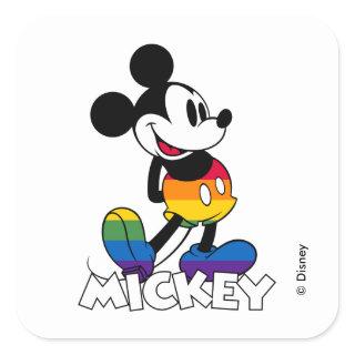 Classic Mickey Rainbow Stripes Square Sticker