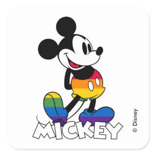 Classic Mickey Rainbow Stripes Square Sticker