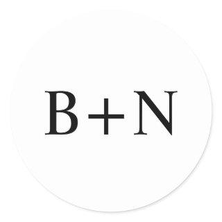Classic Minimalist Custom Monogram Wedding Classic Round Sticker