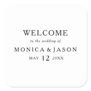 Classic Minimalist Wedding Welcome Square Sticker