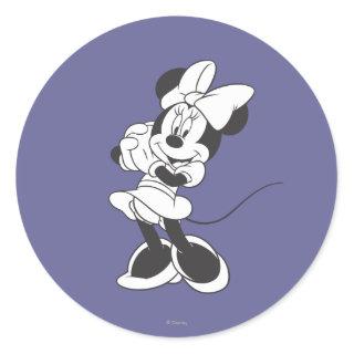Classic Minnie | Black and White Classic Round Sticker