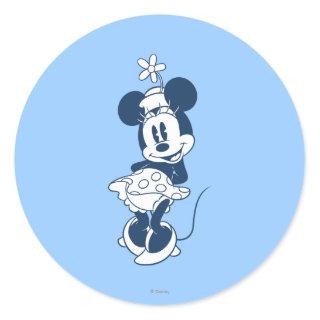 Classic Minnie | Blue Hue with Flower Classic Round Sticker
