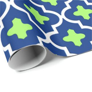Classic Moroccan Tile, Cobalt Blue and Lime