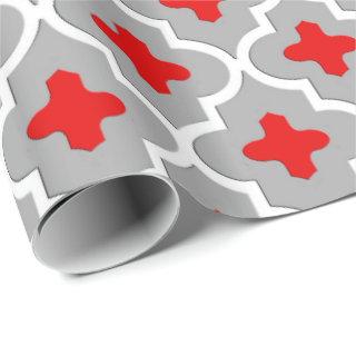 Classic Moroccan Tile, Gray / Grey and Red
