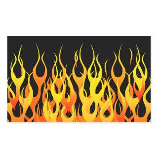 Classic Orange Racing Flames on Fire Rectangular Sticker