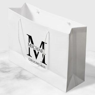 Classic Personalized Groomsmen Monogram and Name Large Gift Bag
