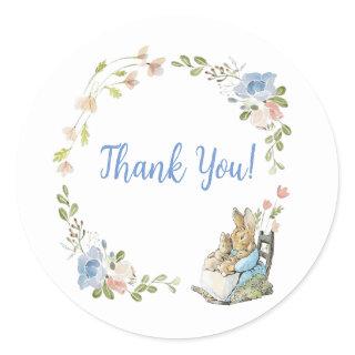 Classic Peter the Rabbit Twin Baby Shower  Classic Round Sticker