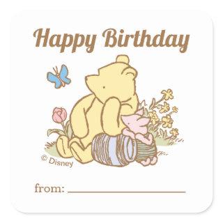 Classic Pooh | A Gift From - Birthday Square Sticker