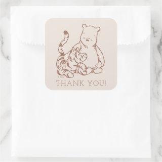 Classic Pooh & Tigger First Birthday Thank You Square Sticker