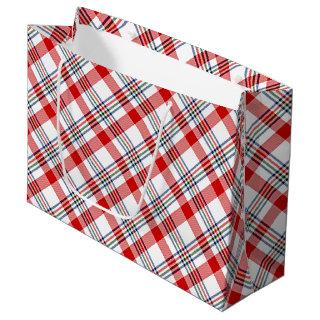 Classic Red Green Blue White Plaid Pattern Large Gift Bag
