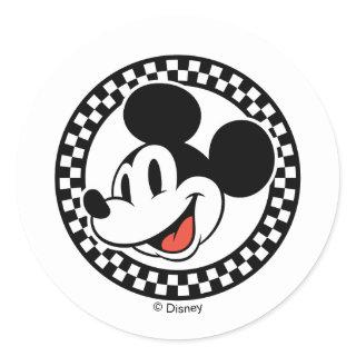 Classic Retro Mickey Mouse Checkered Classic Round Sticker