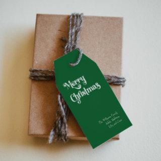 Classic Simple Green Merry Christmas Family Gift Tags