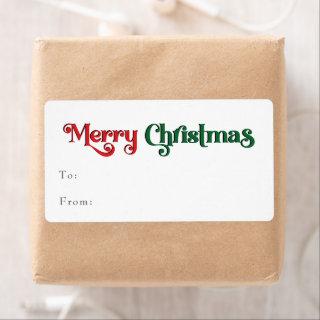 Classic Simple Merry Christmas Rectangular Gift Label