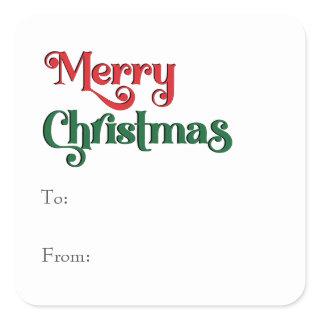 Classic Simple Merry Christmas To From Square Sticker