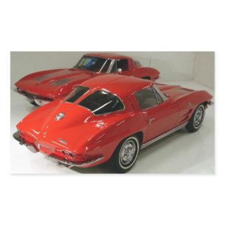 Classic Split Window Red Corvette Rectangular Sticker