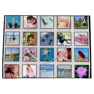 Classic Square Frame Photo Collage Large Gift Bag