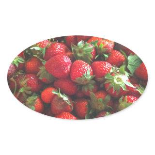 Classic Strawberries Oval Sticker