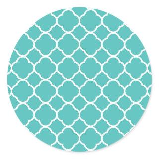 Classic Teal Moroccan Pattern Classic Round Sticker