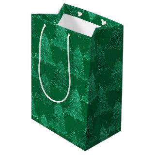 Classic Tree Pattern | Bold Kelly Green Christmas Medium Gift Bag
