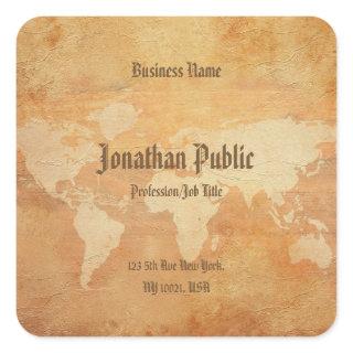 Classic World Map Elegant Professional Template Square Sticker