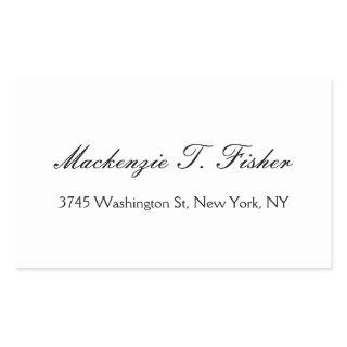 Classical Calligraphy Elegant Plain Simple White Rectangular Sticker