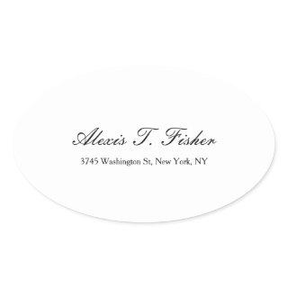 Classical Calligraphy Script Plain Simple White Oval Sticker