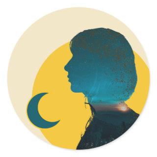 Classical Contemplative and Creative Blue Art Classic Round Sticker
