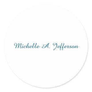 Classical Creative Trendy White Ocean Blue Classic Round Sticker
