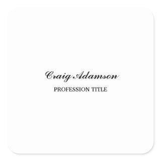 Classical Elegant Plain Simple Minimalist Square Sticker