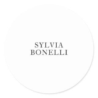 Classical Minimalist Professional Plain Add Name Classic Round Sticker