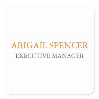 Classical Plain Simple Clean Professional Business Square Sticker