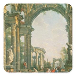 Classical ruins, 18th century square sticker
