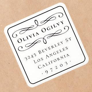 Classical Typography Custom Name Return Address Square Sticker