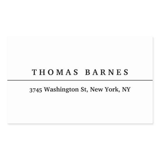 Classical White Minimalist Plain Elegant Rectangular Sticker