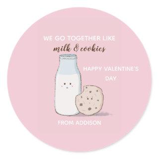 Classroom Valentine Milk and Cookies Classic Round Sticker